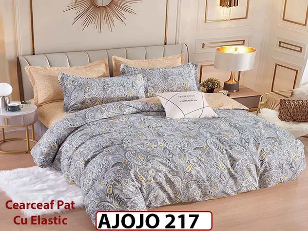 Lenjerie din finet 6 piese si cearceaf cu Elastic - AJOJO217