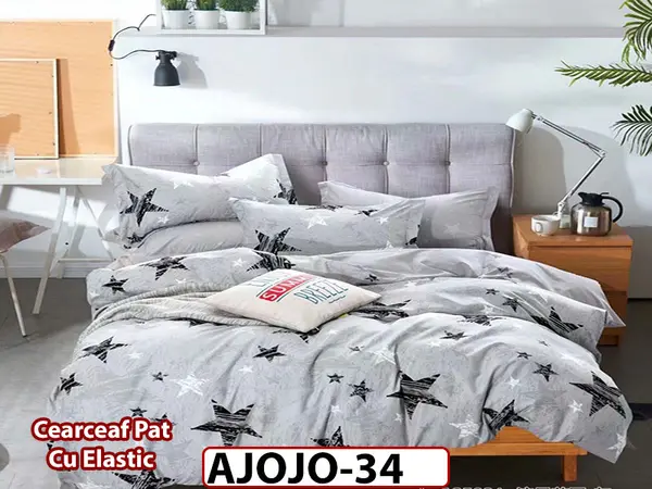 Lenjerie din finet 6 piese si cearceaf cu Elastic - AJOJO34
