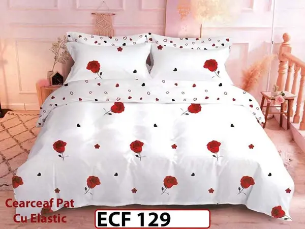 Lenjerie din finet 6 piese si cearceaf cu elastic - ECF 129