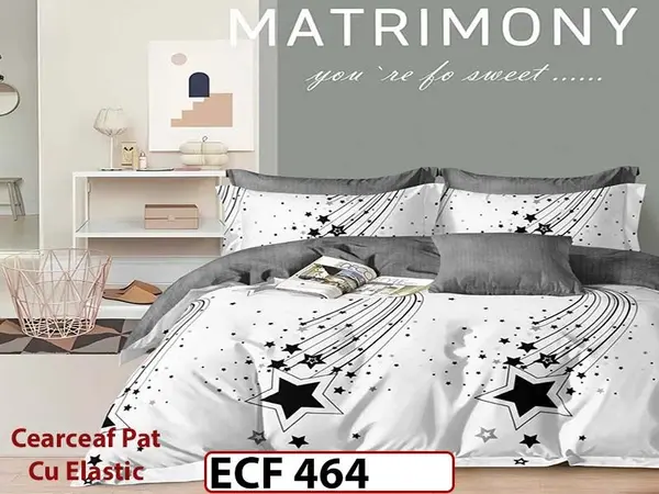Lenjerie din finet 6 piese si cearceaf cu elastic - ECF 464