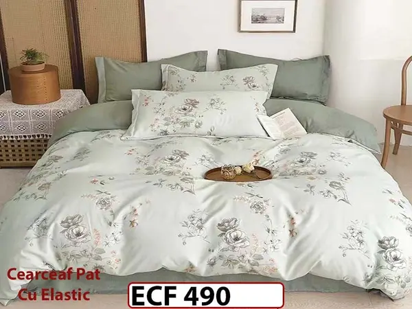 Lenjerie din finet 6 piese si cearceaf cu elastic - ECF 490
