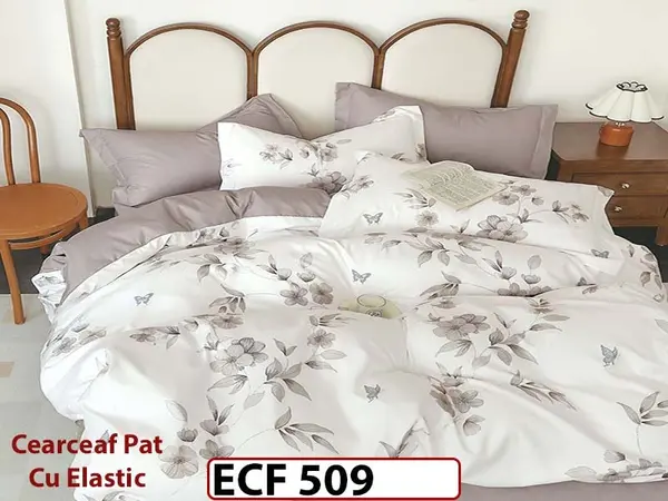 Lenjerie din finet 6 piese si cearceaf cu elastic - ECF 509