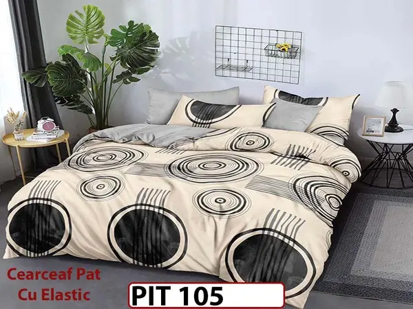 Lenjerie din finet 6 piese si cearceaf cu elastic - PIT105