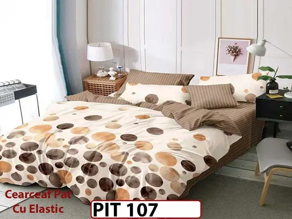 Lenjerie din finet 6 piese si cearceaf cu elastic - PIT107