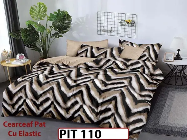 Lenjerie din finet 6 piese si cearceaf cu elastic - PIT110