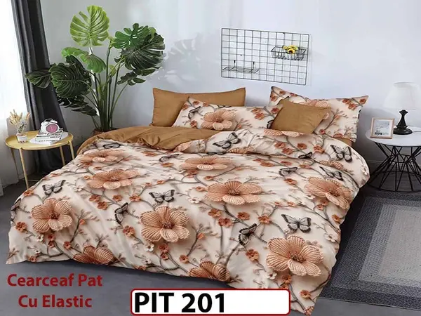 Lenjerie din finet 6 piese si cearceaf cu elastic - PIT201