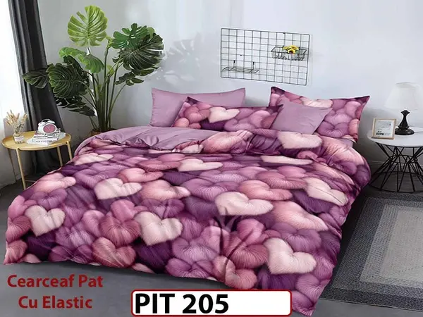 Lenjerie din finet 6 piese si cearceaf cu elastic - PIT205