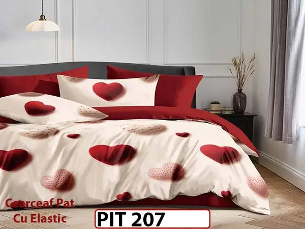 Lenjerie din finet 6 piese si cearceaf cu elastic - PIT207