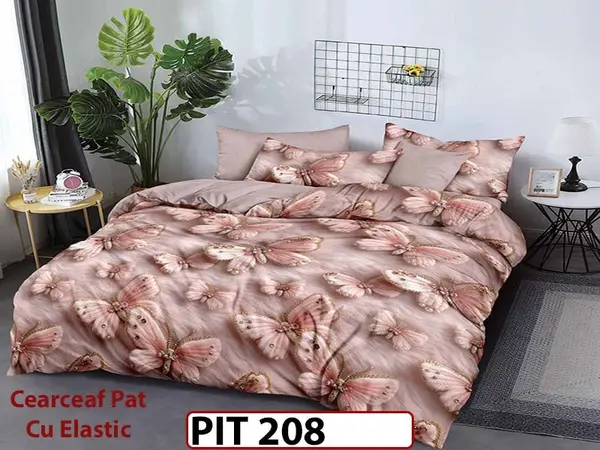 Lenjerie din finet 6 piese si cearceaf cu elastic - PIT208