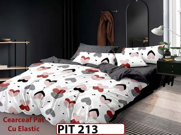 Lenjerie din finet 6 piese si cearceaf cu elastic - PIT213