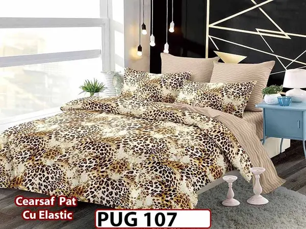 Lenjerie din finet 6 piese si cearceaf cu elastic - PUG 107
