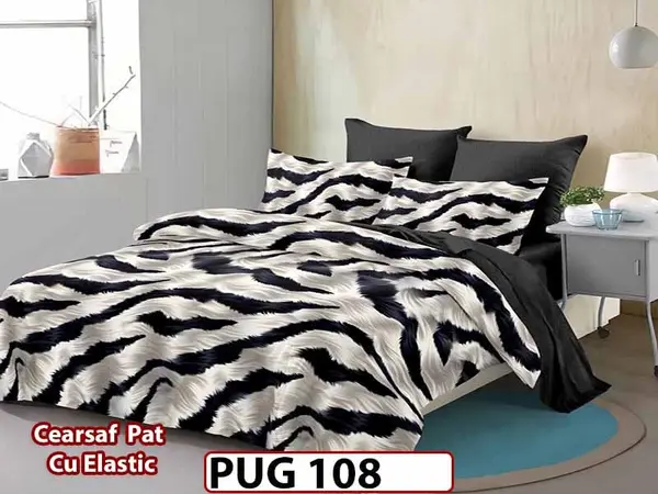 Lenjerie din finet 6 piese si cearceaf cu elastic - PUG 108