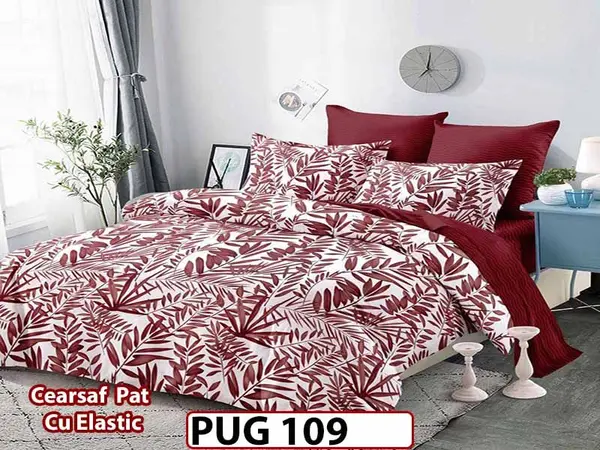 Lenjerie din finet 6 piese si cearceaf cu elastic - PUG 109
