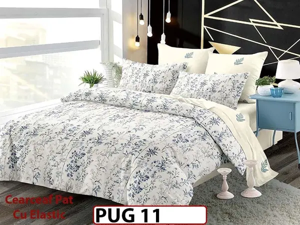 Lenjerie din finet 6 piese si cearceaf cu elastic - PUG 11
