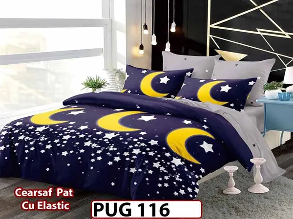 Lenjerie din finet 6 piese si cearceaf cu elastic - PUG 116