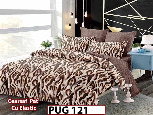 Lenjerie din finet 6 piese si cearceaf cu elastic - PUG 121