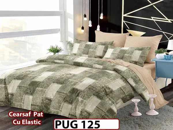Lenjerie din finet 6 piese si cearceaf cu elastic - PUG 125