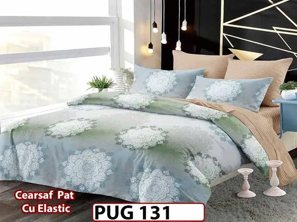 Lenjerie din finet 6 piese si cearceaf cu elastic - PUG 131