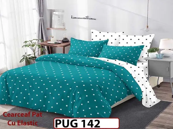 Lenjerie din finet 6 piese si cearceaf cu elastic - PUG 142