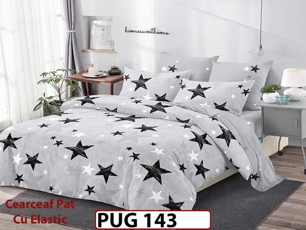Lenjerie din finet 6 piese si cearceaf cu elastic - PUG 143