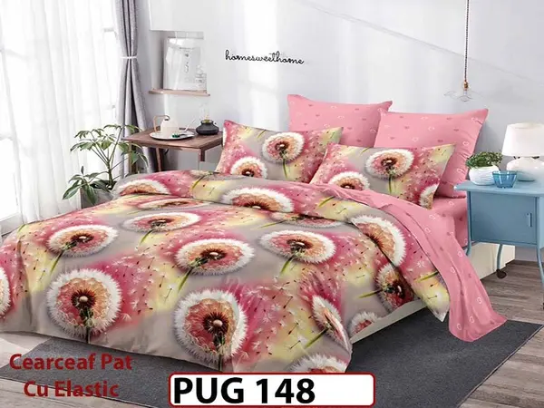 Lenjerie din finet 6 piese si cearceaf cu elastic - PUG 148