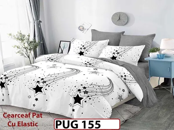 Lenjerie din finet 6 piese si cearceaf cu elastic - PUG 155