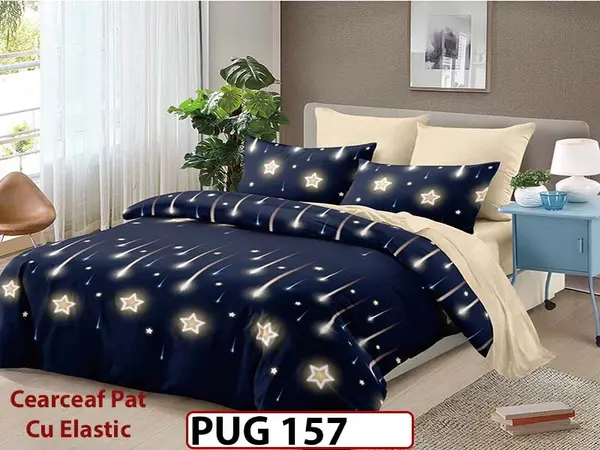 Lenjerie din finet 6 piese si cearceaf cu elastic - PUG 157