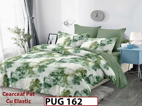 Lenjerie din finet 6 piese si cearceaf cu elastic - PUG 162