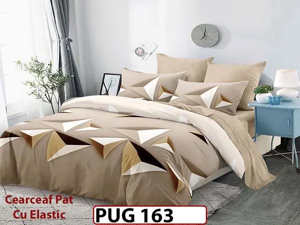 Lenjerie din finet 6 piese si cearceaf cu elastic - PUG 163