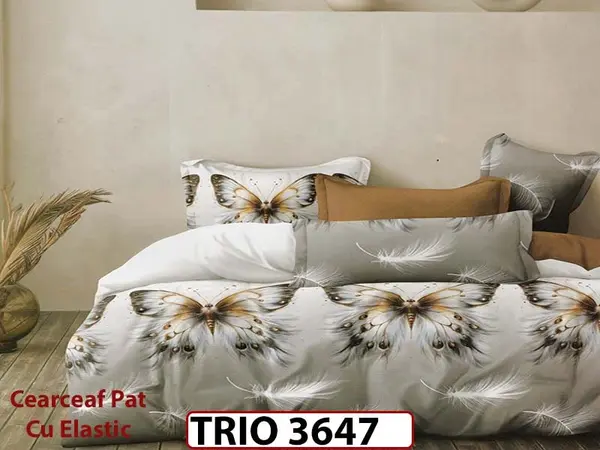 Lenjerie din FINET cu 6 piese cu cearceaf elastic - TRIO3647