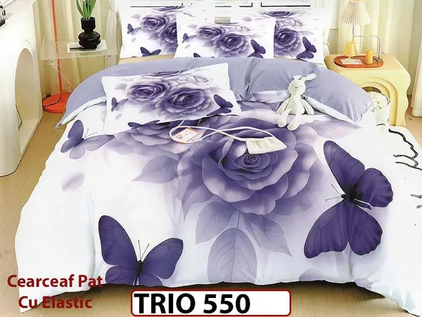 Lenjerie din FINET cu 6 piese cu cearceaf elastic - TRIO550