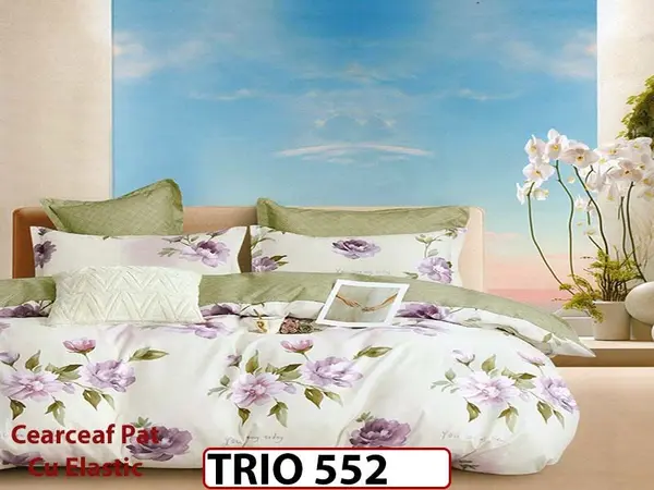 Lenjerie din FINET cu 6 piese cu cearceaf elastic - TRIO552