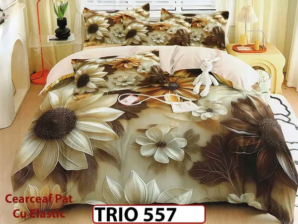 Lenjerie din FINET cu 6 piese cu cearceaf elastic - TRIO557