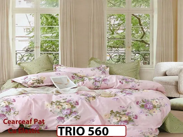 Lenjerie din FINET cu 6 piese cu cearceaf elastic - TRIO560