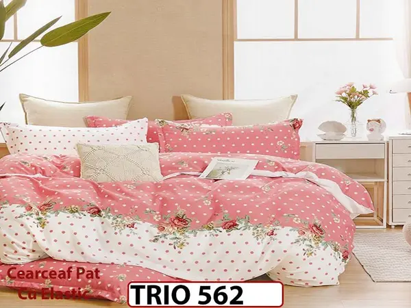 Lenjerie din FINET cu 6 piese cu cearceaf elastic - TRIO562