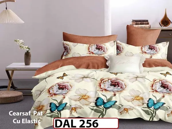 Lenjerie din finet cu 6 piese si cearceaf cu Elastic - DAL256