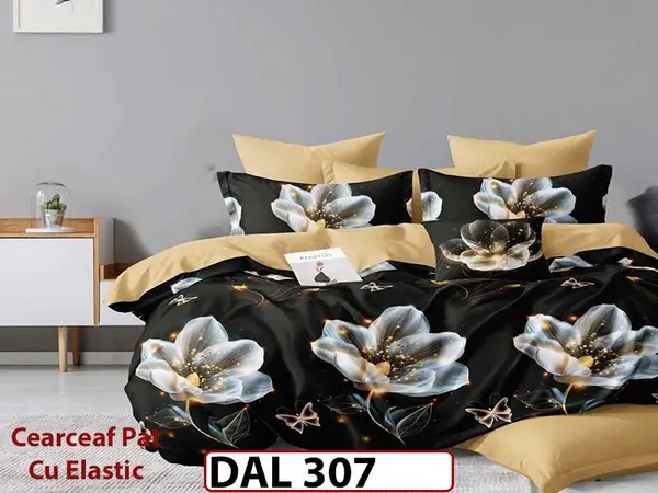 Lenjerie din finet cu 6 piese si cearceaf cu Elastic - DAL307