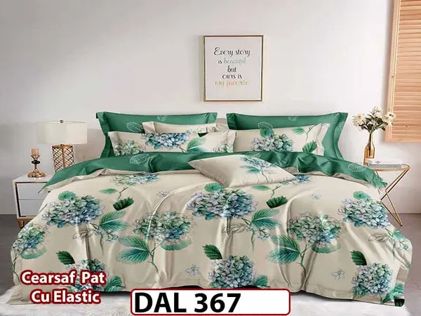 Lenjerie din finet cu 6 piese si cearceaf cu Elastic - DAL367