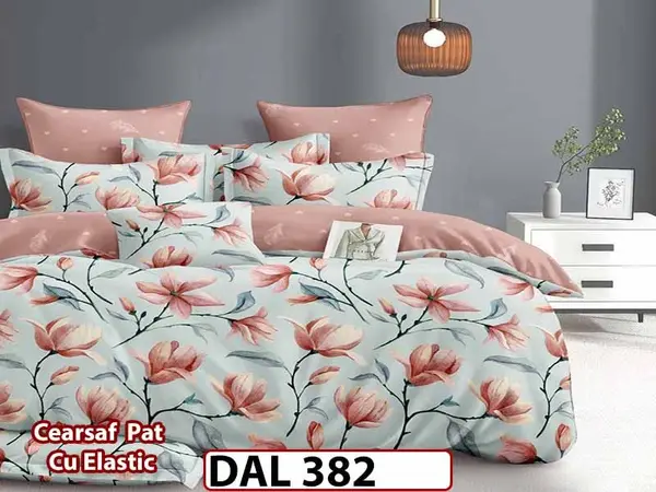 Lenjerie din finet cu 6 piese si cearceaf cu Elastic - DAL382