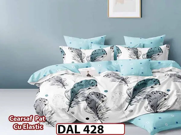 Lenjerie din finet cu 6 piese si cearceaf cu Elastic - DAL428