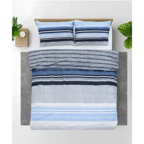 Lenjerie dubla, 100% bumbac, 4 piese, Heinner azul