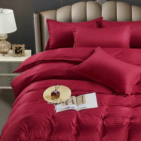Lenjerie HoReCa, pat single, Damasc Finetat Deluxe, 4 piese, Jojo Home, Visiniu