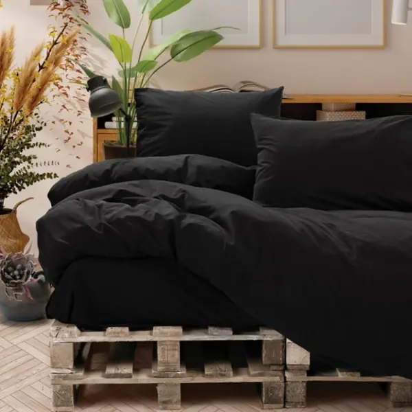 Lenjerie Neat Negru (Bumbac Poplin)