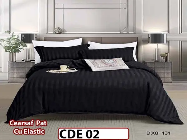 Lenjerie o persoana din Damasc Finetat 4 piese Cu Elastic - CDE 02