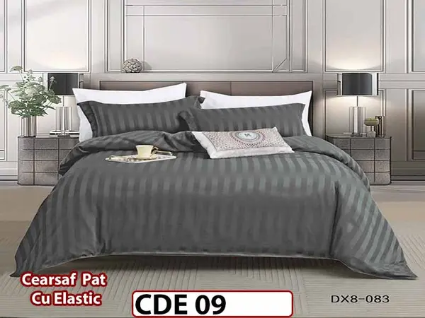 Lenjerie o persoana din Damasc Finetat 4 piese Cu Elastic - CDE 09