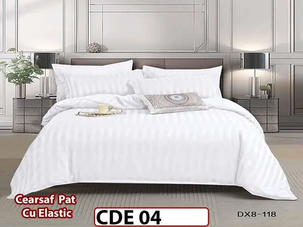 Lenjerie o persoana din Damasc Finetat 4 piese Cu Elastic - CDE 04