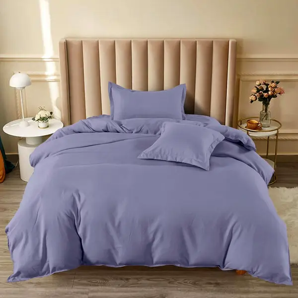 Lenjerie pat 1 PERSOANA, BUMBAC FINET, 4 piese, cu ELASTIC, Indigo