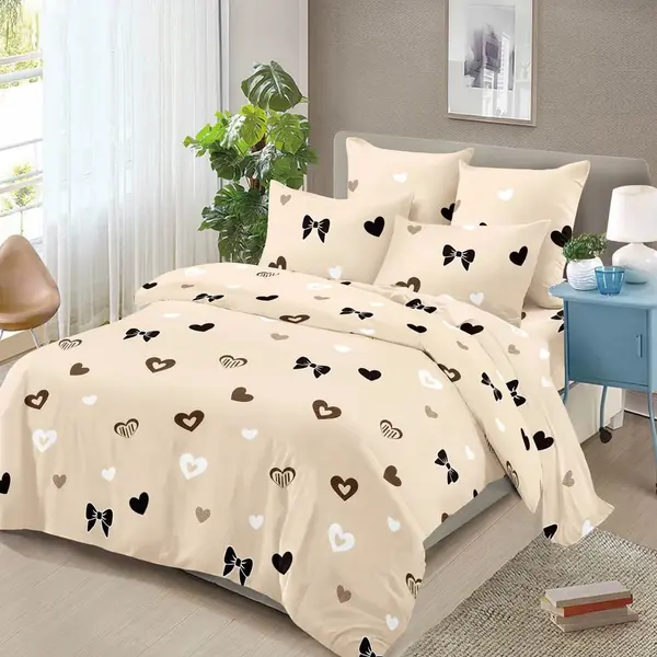 Lenjerie pat dublu, 4 piese, microfibra, Pucioasa