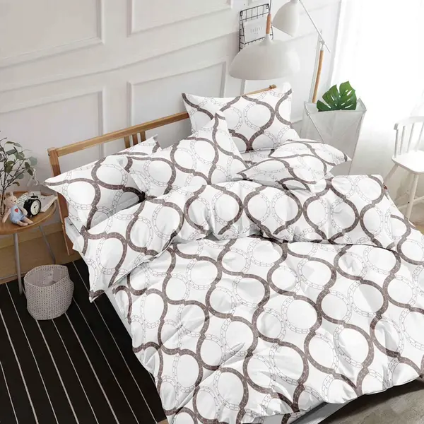 Lenjerie pat dublu bumbac satinat - 3 Bucati 219 Lei - Alb elegant