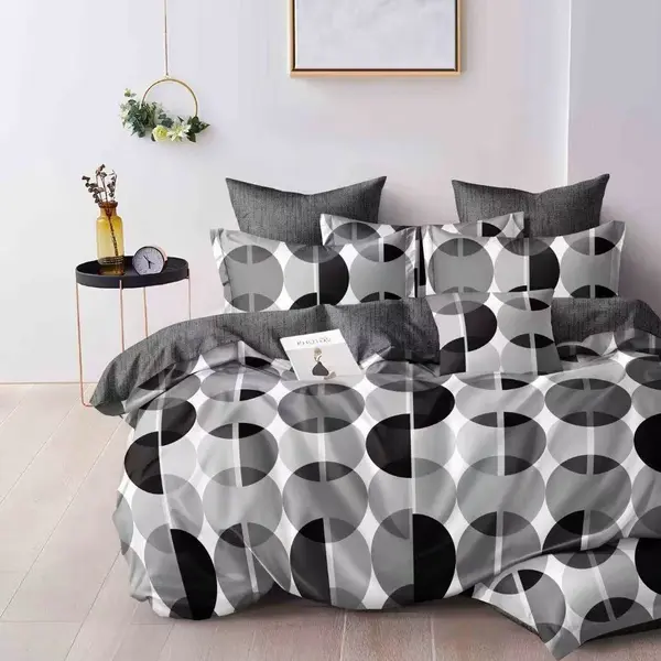 Lenjerie pat dublu cu Elastic - 3 Bucati 219 Lei - - 3 Bucati 219 Lei - Gri buline